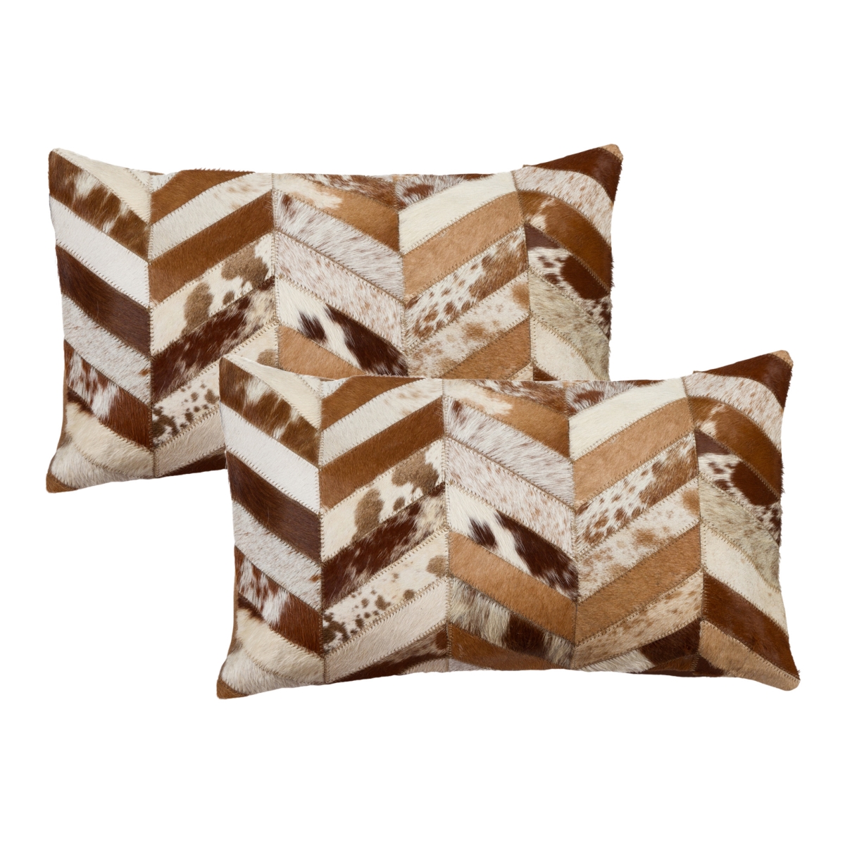 676685050007 Home Decor Torino Chevron Cowhide Pillow | 2-Piece | Brown &  | 12'x20'