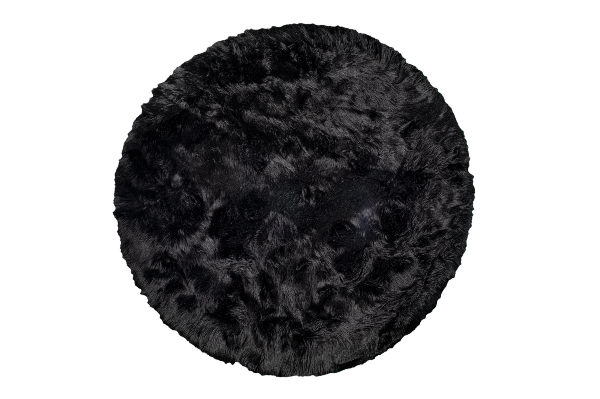 Home Decor Arlington Faux Sheepskin Circular Rug | 1-Piece | Black | 6'
