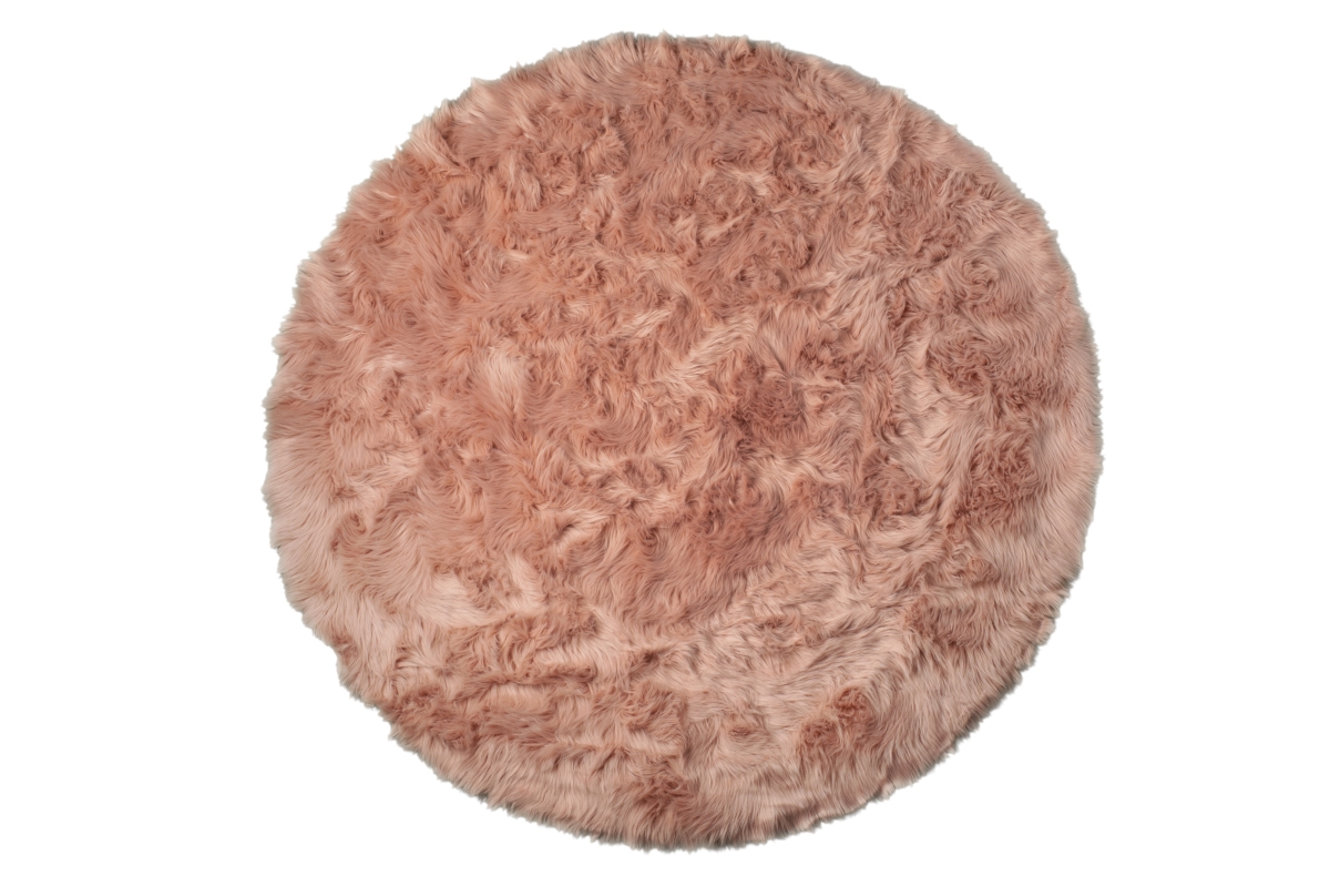 Home Decor Arlington Faux Sheepskin Circular Rug | 1-Piece | Dusty rose | 6'