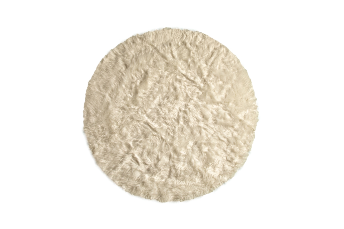 Home Decor Arlington Faux Sheepskin Circular Rug | 1-Piece | Off-white | 6'