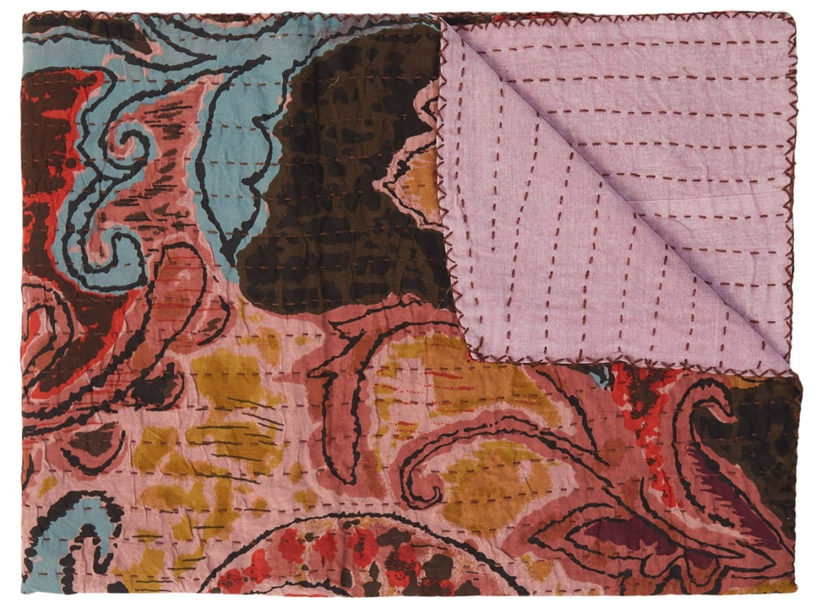 676685049018 Home Decor Kantha Cotton Throw | Multicolor | 50'x70'
