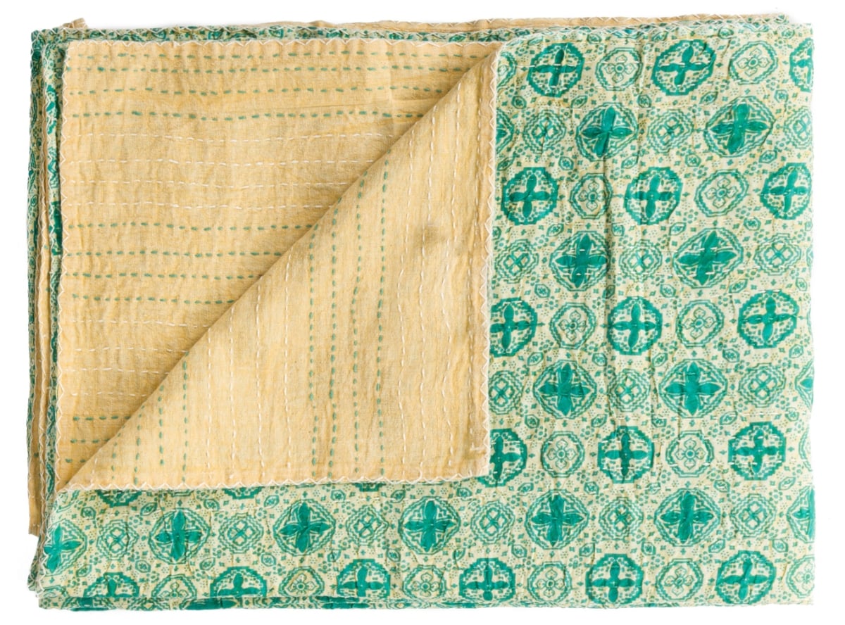 676685039576 Home Decor Kantha Cotton Throw | Multicolor | 50'x70'