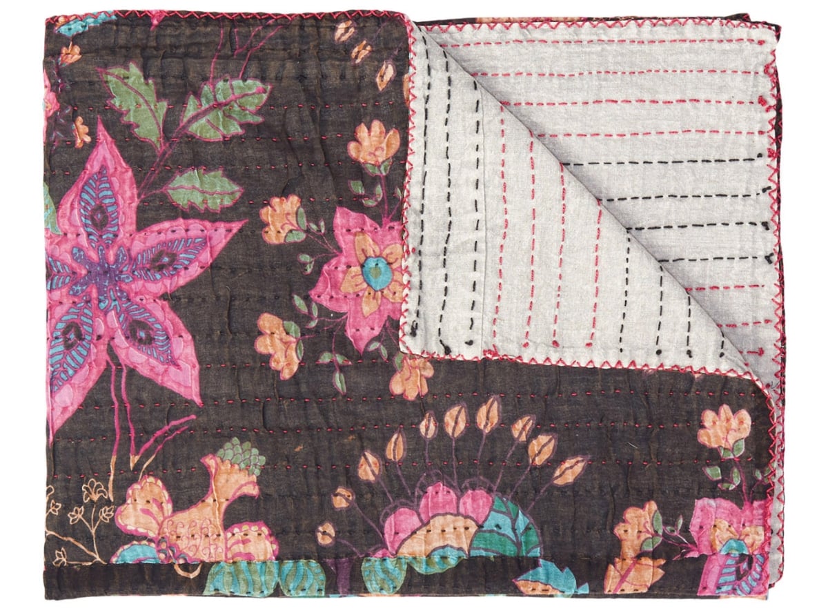 676685049056 Home Decor Kantha Cotton Throw | Multicolor | 50'x70'