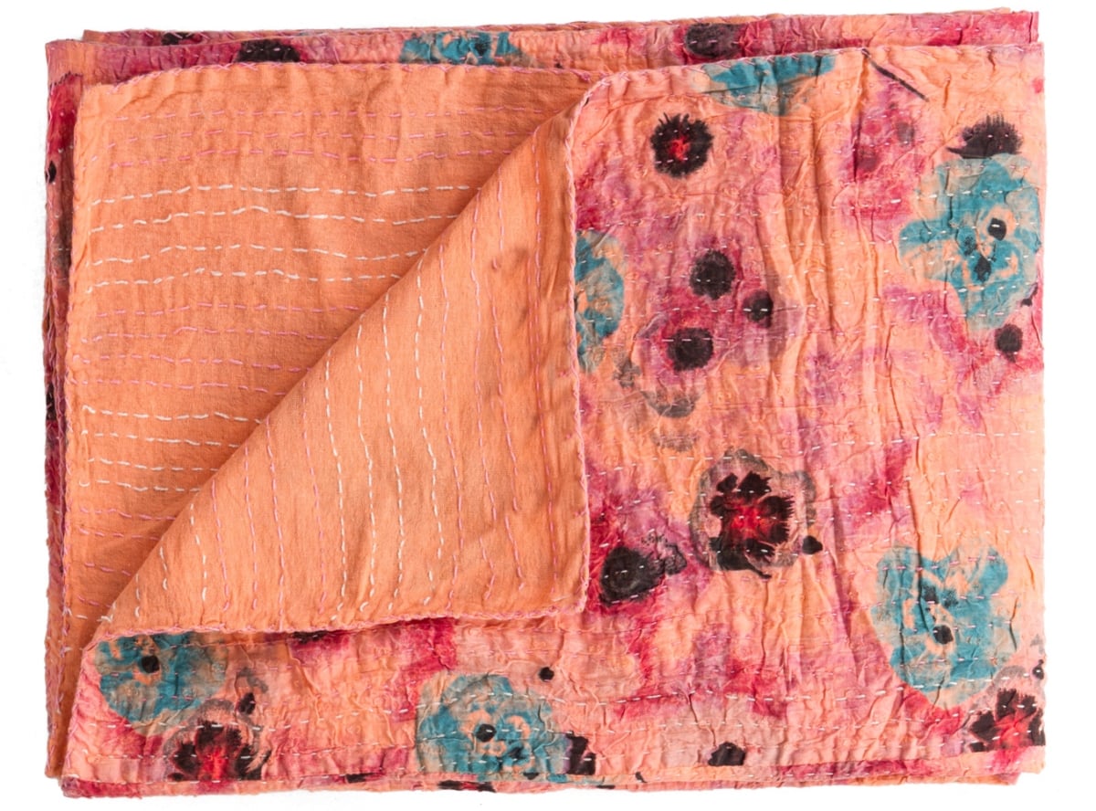 676685048998 Home Decor Kantha Cotton Throw | Multicolor | 50'x70'