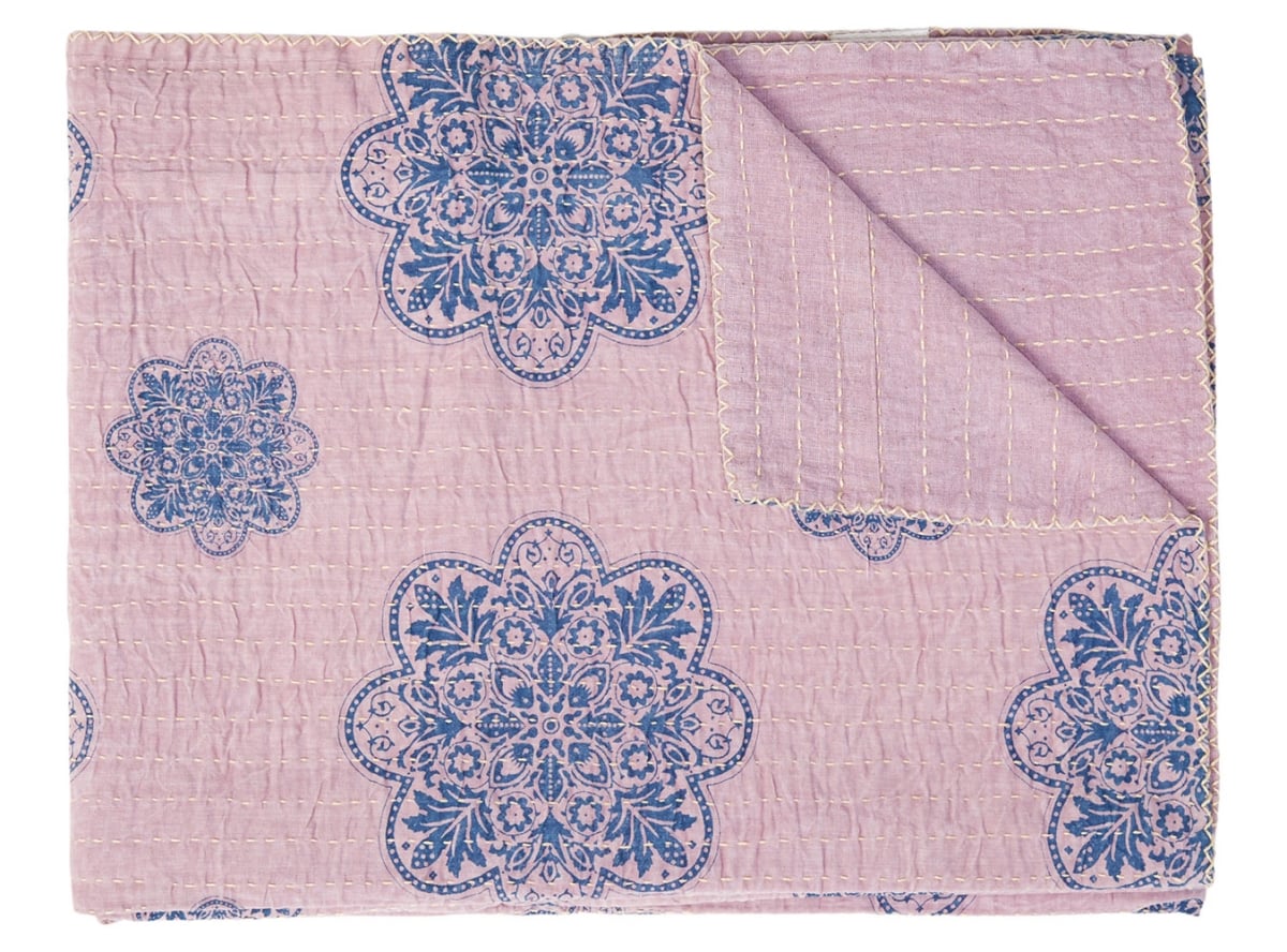 676685039804 Home Decor Kantha Cotton Throw | Multicolor | 50'x70'