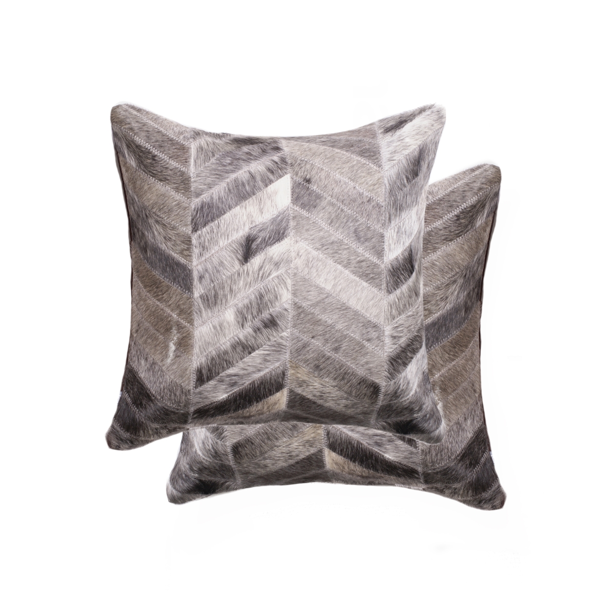 Home Decor 676685029348 Torino Chevron Cowhide Pillow, 2-Piece, Grey, 18"x18"