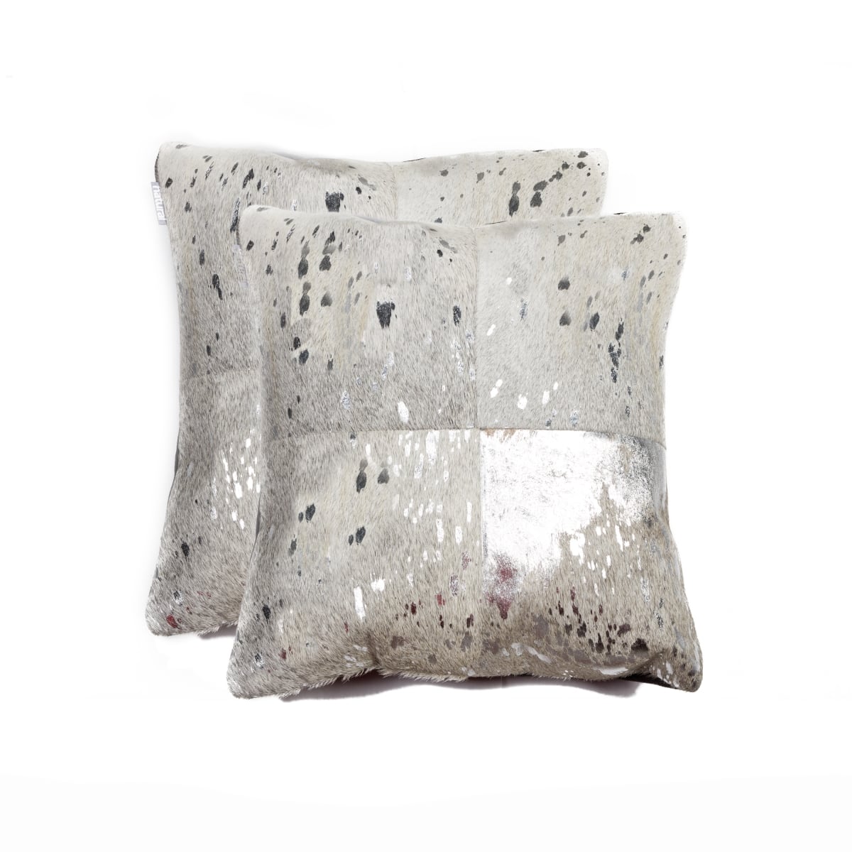 Home Decor 676685029270 Torino Cowhide Pillow, 2-Piece, Silver & grey, 18"x18"