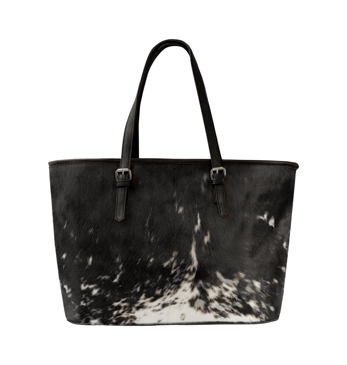 Fashion Classic  Cowhide Tote - Black & White - 15in - 1-Piece - Durable Design