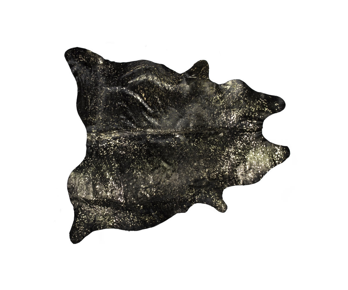 6 x 7 ft. Scotland Cowhide Rug - Chocolate & Gold