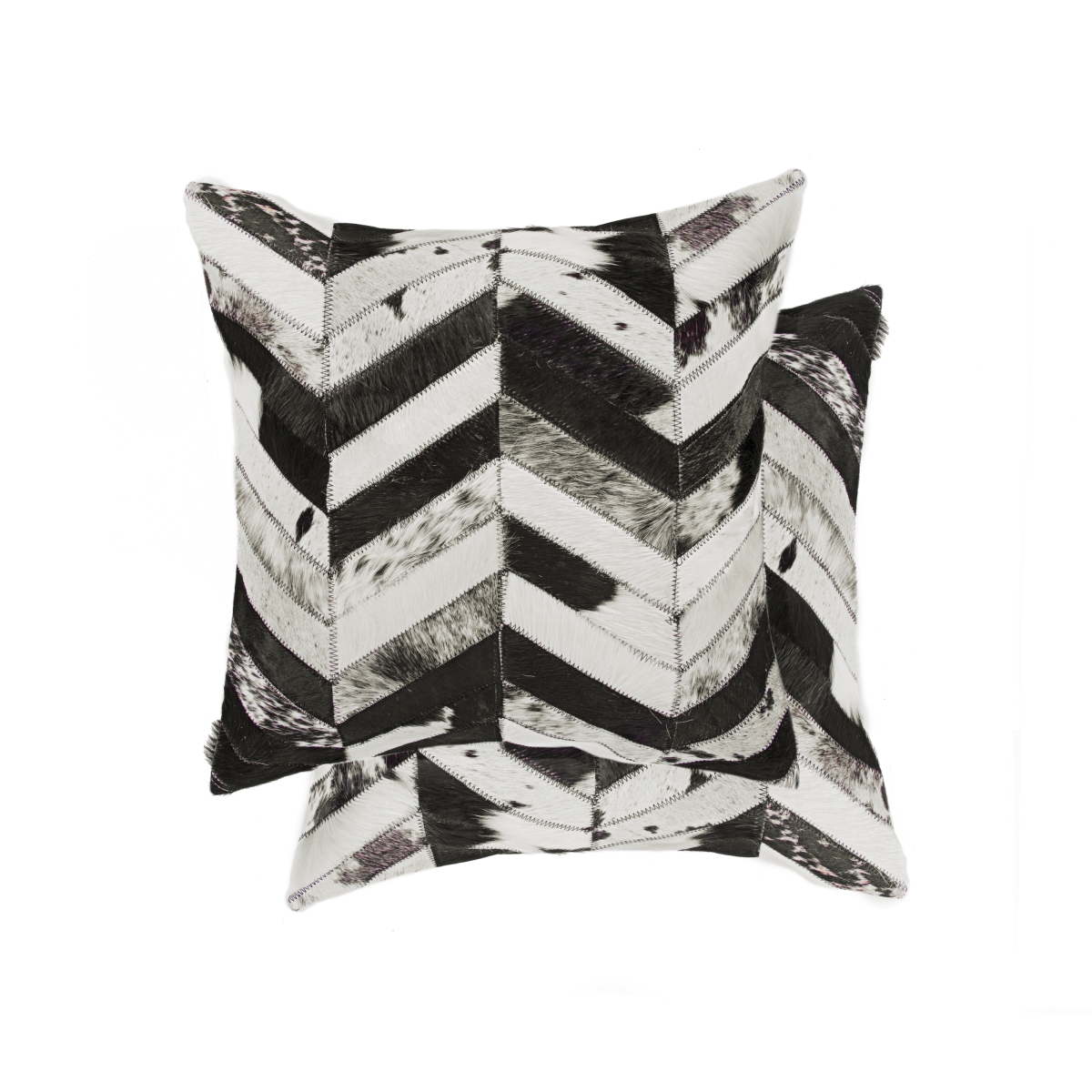 Home Decor 676685045690 Torino Chevron Cowhide Pillow, 2-Piece, Black & , 18"x18"