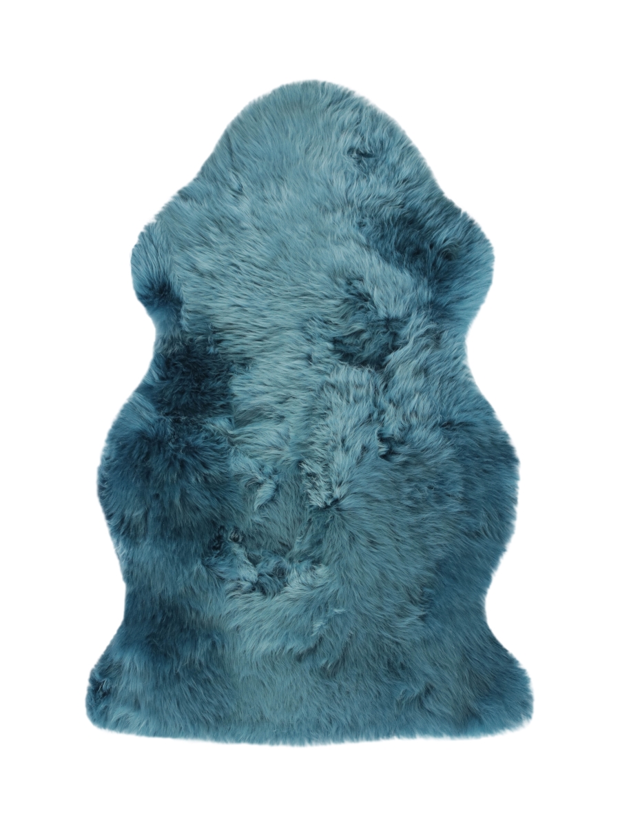 Home Decor 676685050694 Milan Sheepskin Single Rug, 1-Piece, Teal, 2"x3"