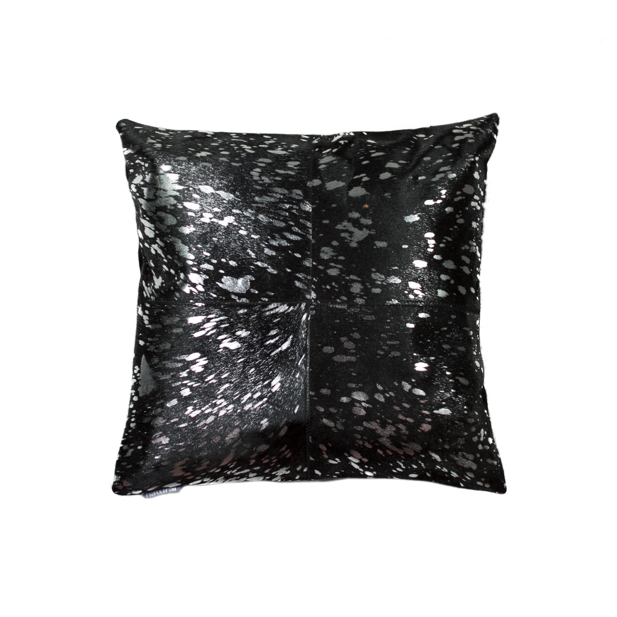 Home Decor 676685018656 Torino Cowhide Pillow, 1-Piece, Silver & black, 18"x18"