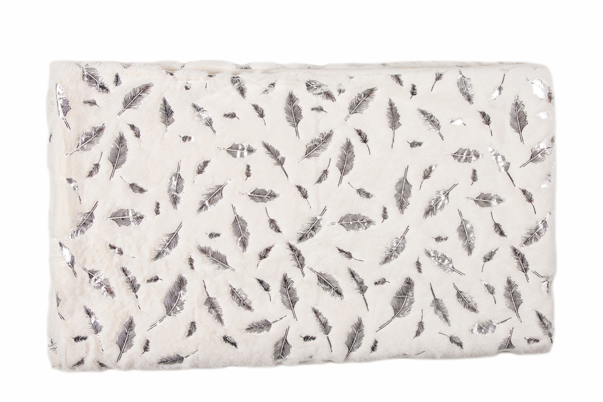 Picture of  Luxe Home Decor  676685049346 Signature Faux Fur Throw&#44; 1-Piece&#44; Silver leaf on ivory&#44; 50&#34;x60&#34;