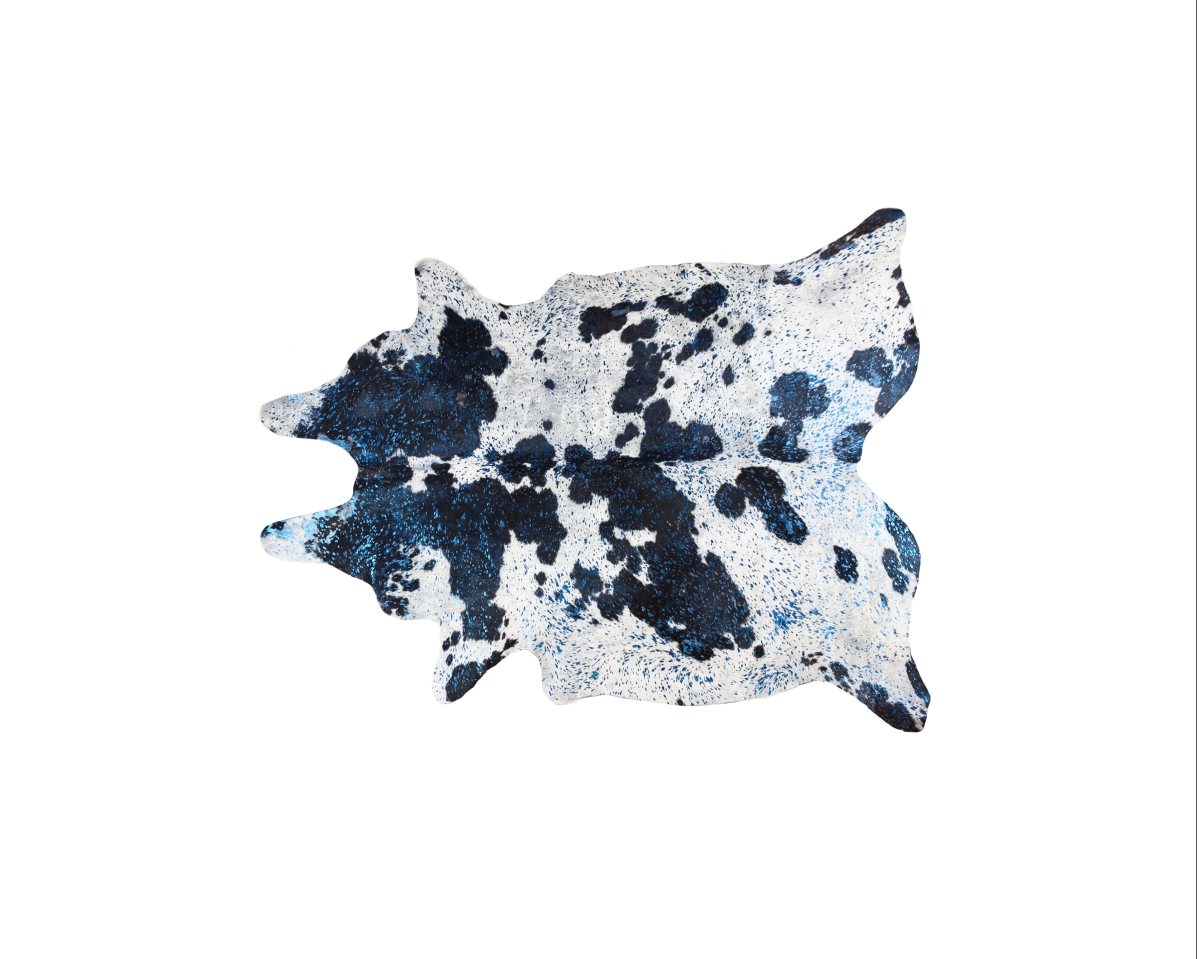 Home Decor  Scotland Cowhide Rug - Black White & Metallic Blue - 5' x 7' - Luxurious Softness