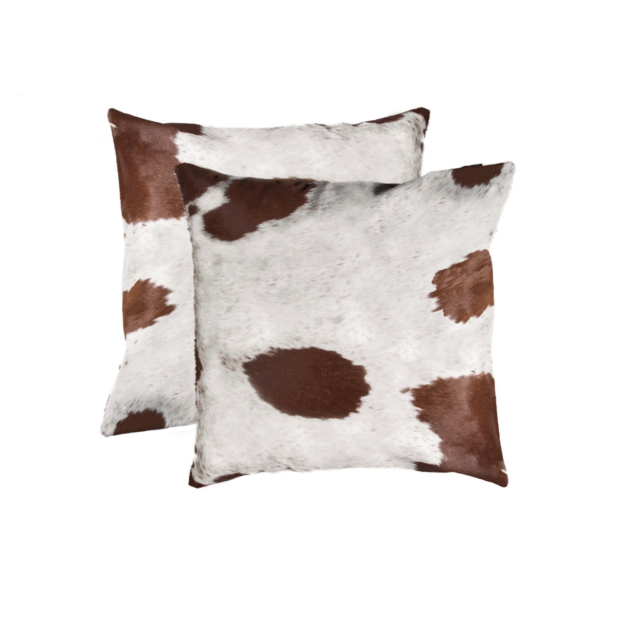 Home Decor 676685043719 Torino Kobe Cowhide Pillow, 2-Piece, White & brown, 18"x18"