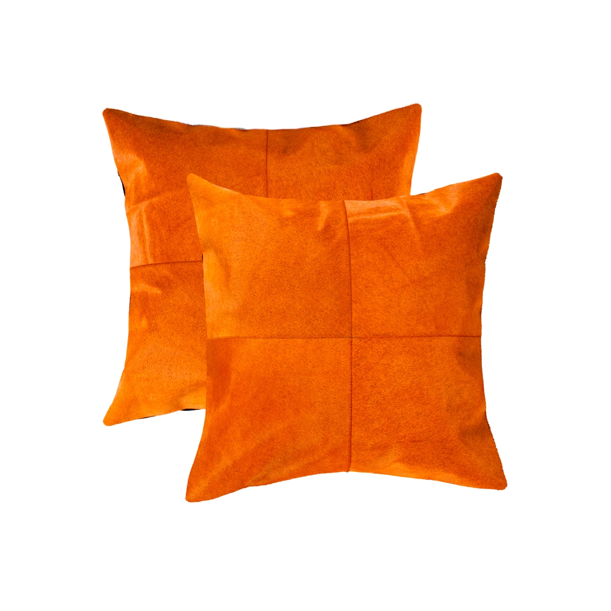 Home Decor 676685045737 Torino Cowhide Pillow, 2-Piece, Orange, 18"x18"