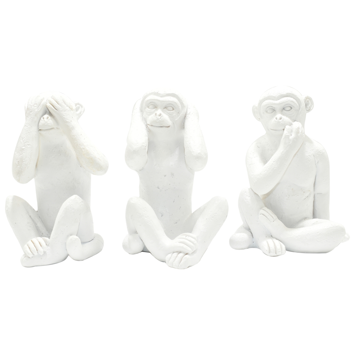 676685054593 Adam & Friends Home Decor See No Evil, Hear No Evil, Speak No Evil Sculpture | 3-Piece | White