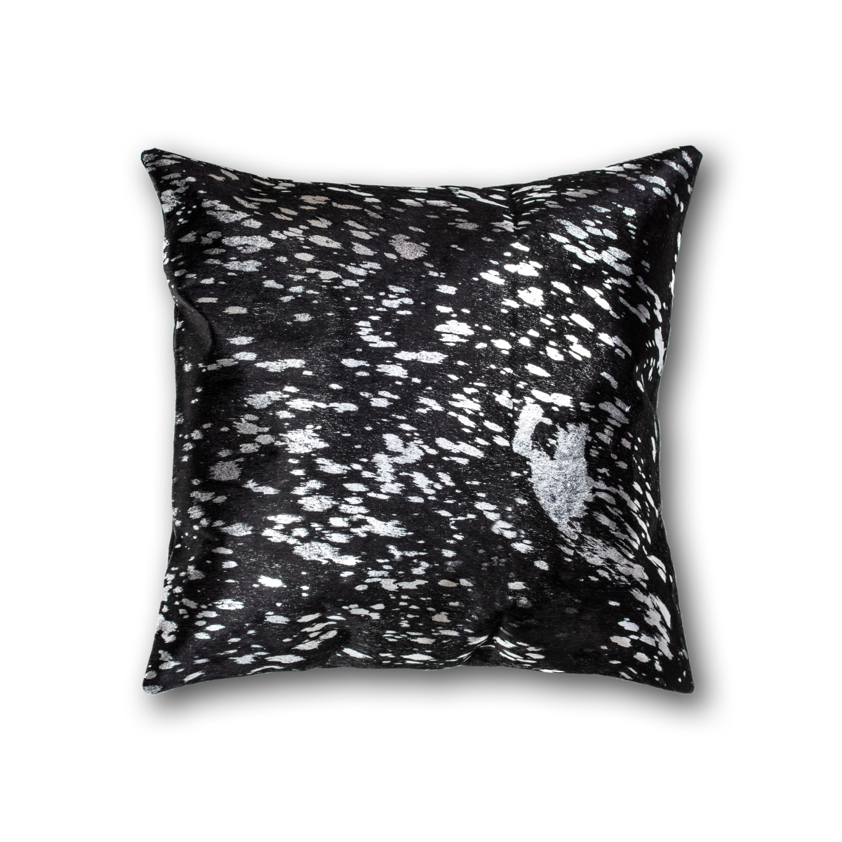 18 x 18 in. Torino Scotland Cowhide Pillow - Scotland Black & Silver