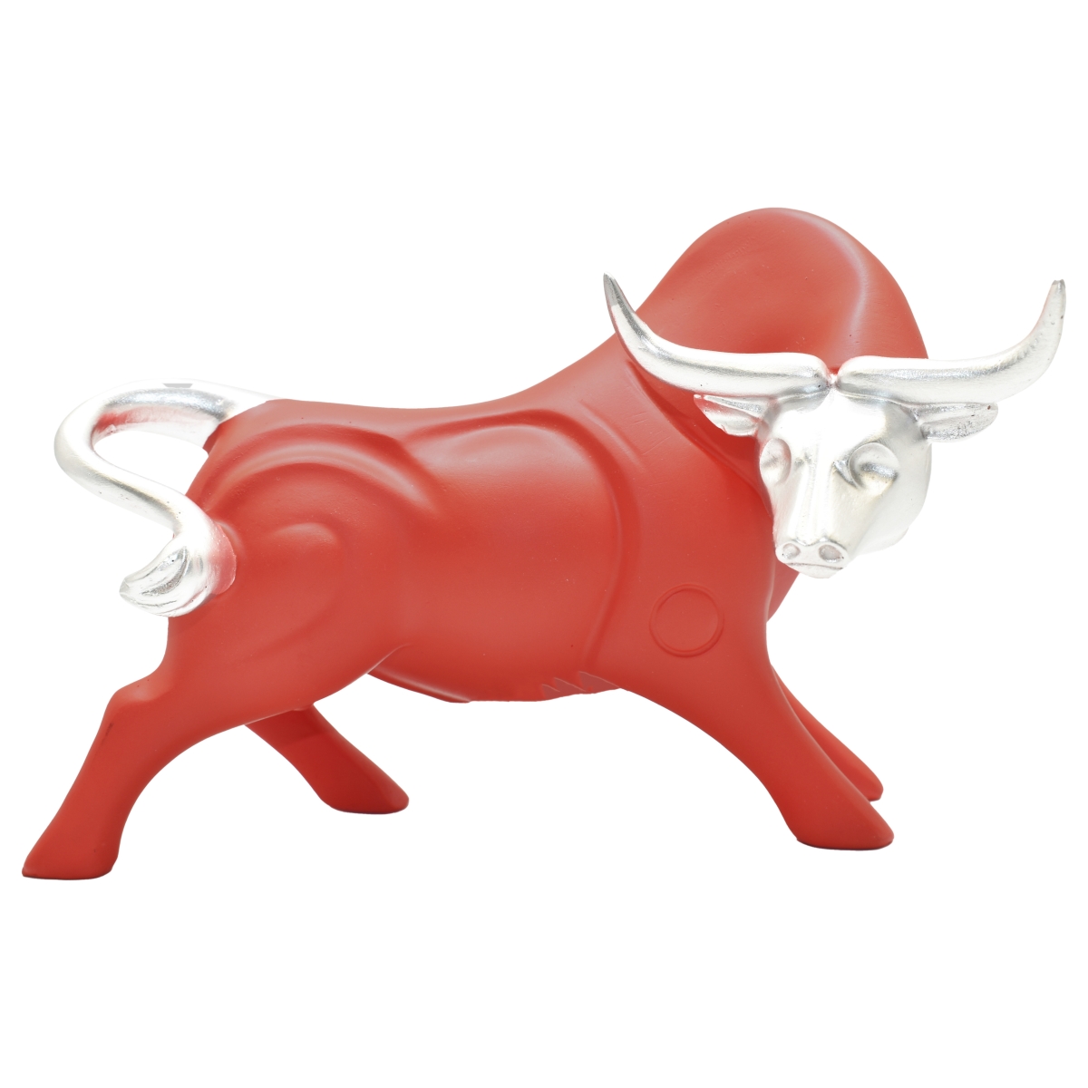 Adam & Friends Home Decor Strong Bull Sculpture 1-Piece Red/Silver
