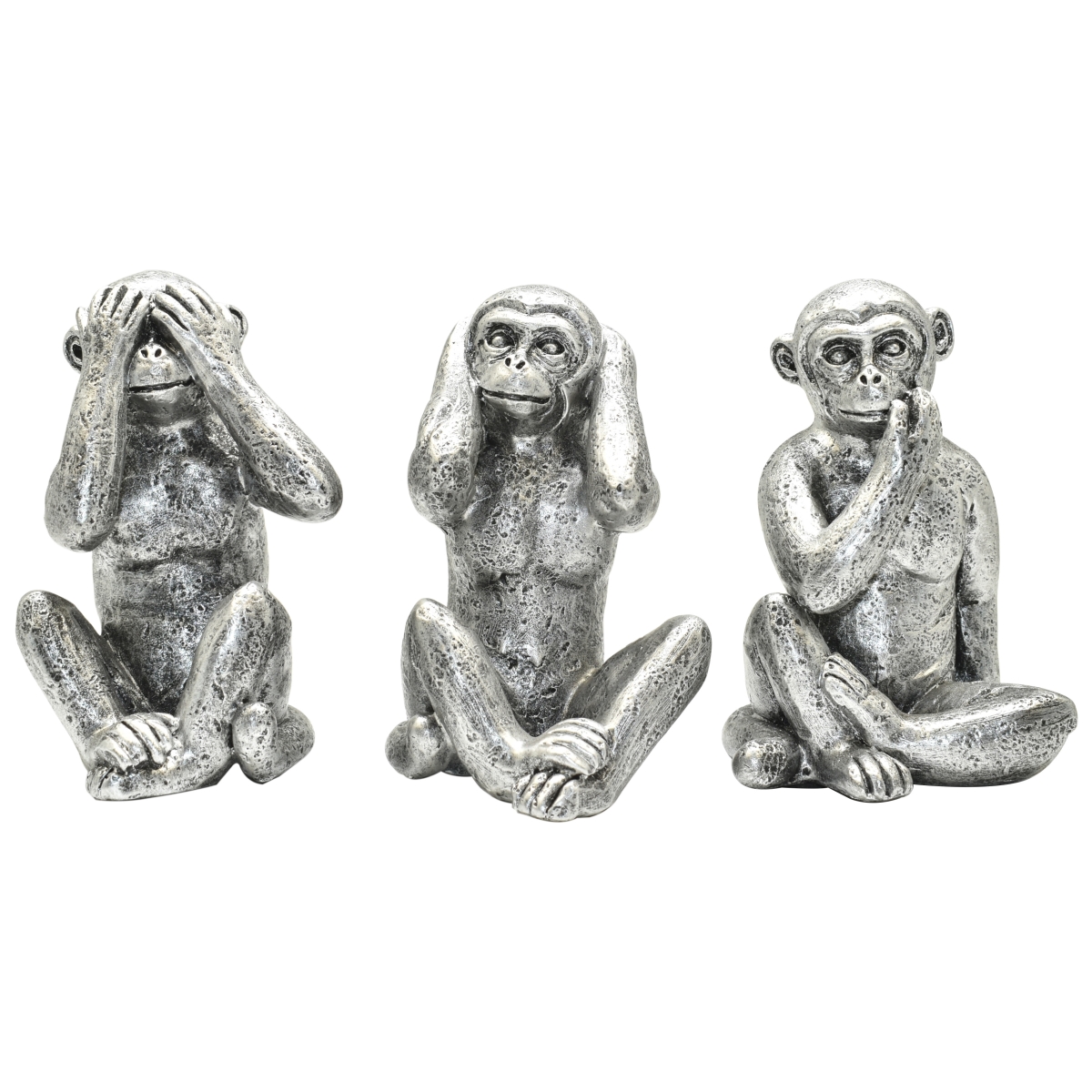 676685054609 Adam & Friends Home Decor See No Evil, Hear No Evil, Speak No Evil Sculpture | 3-Piece | Silver