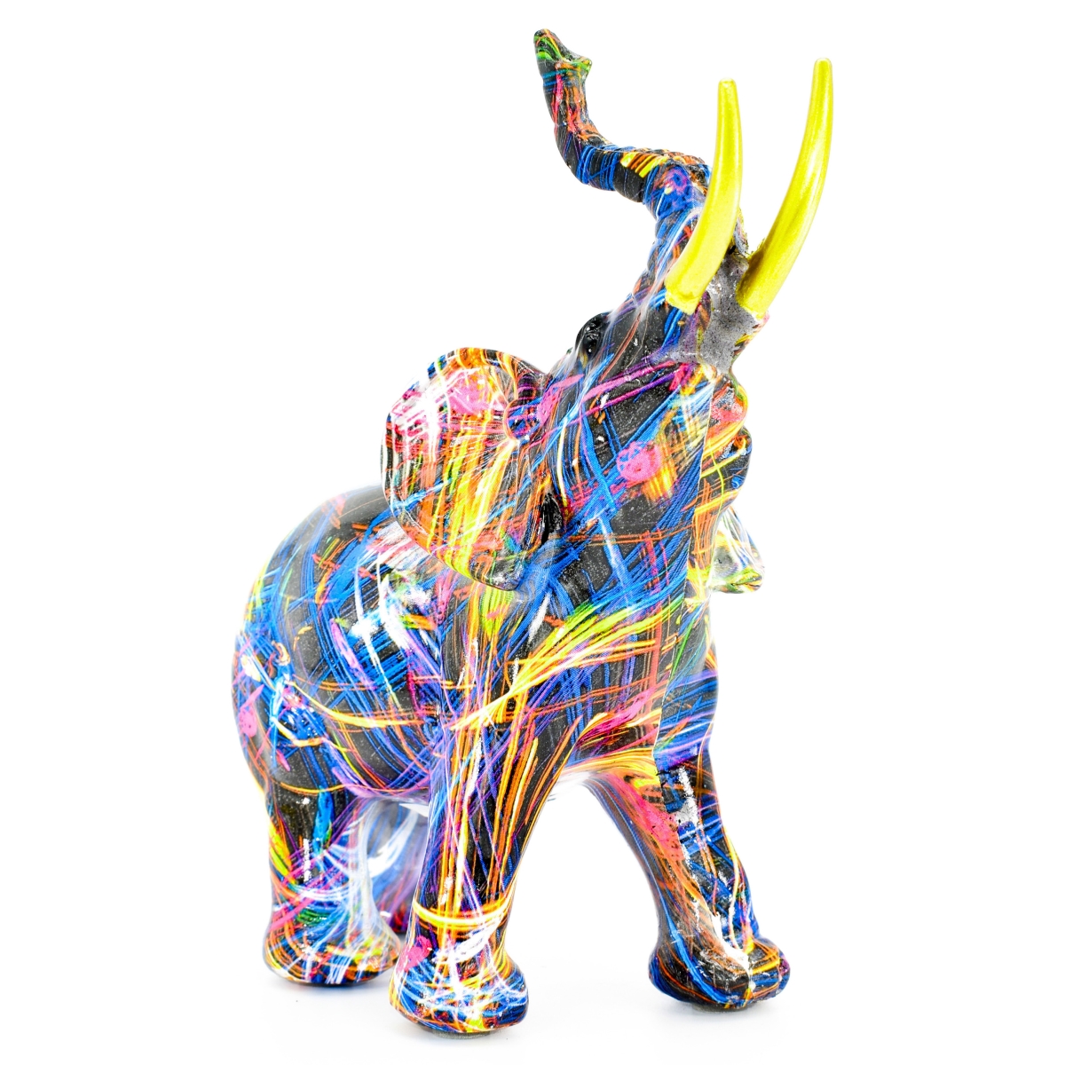 676685054272 Adam & Friends Home Decor Abstract Elephant Sculpture | 1-Piece | Multi With Gold Tusks