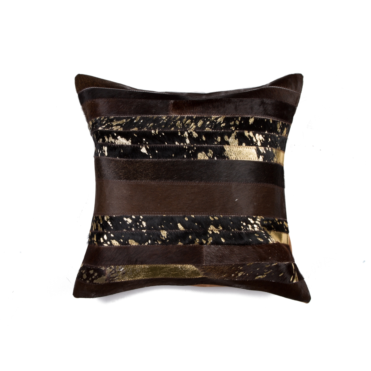 18 x 18 in. Torino Madrid Pillow - Chocolate & Gold