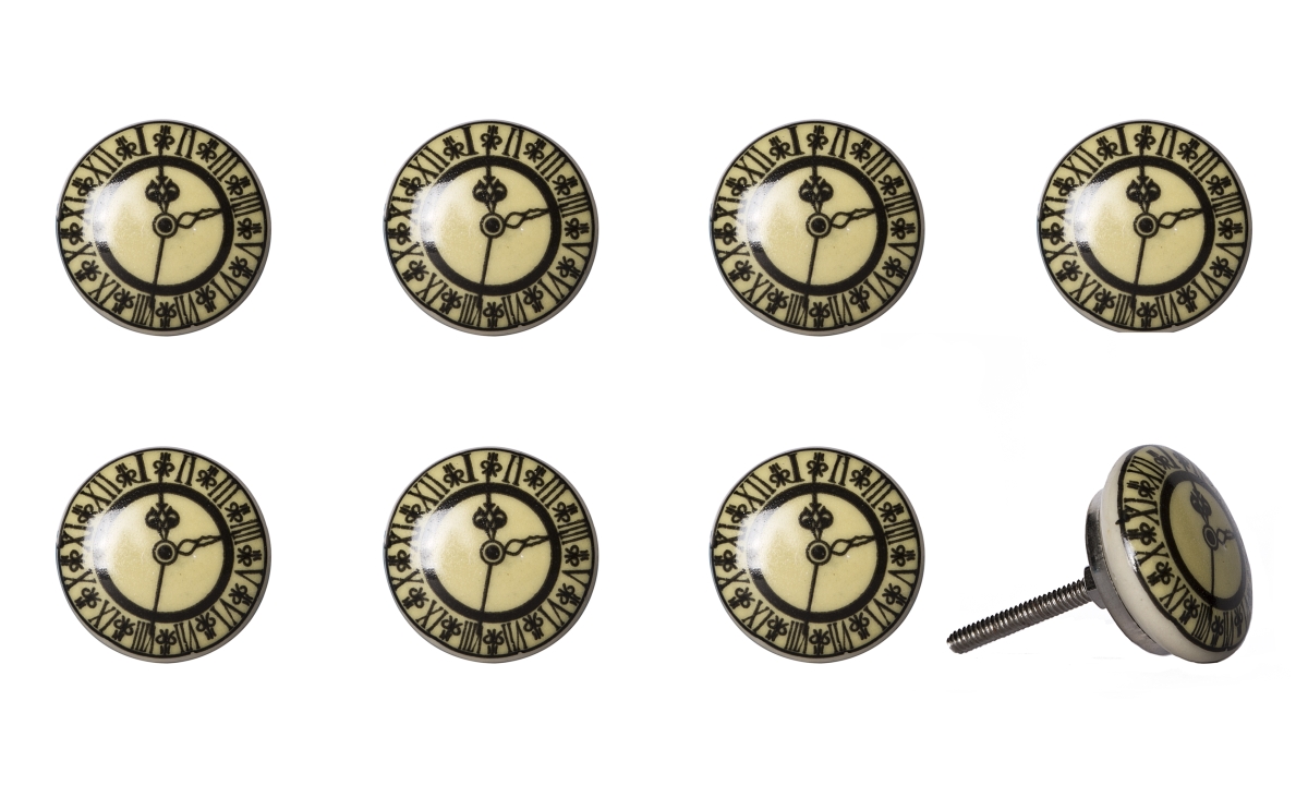Vintage Hand Painted Ceramic Knob Set - Black & Grey - Pack of 8