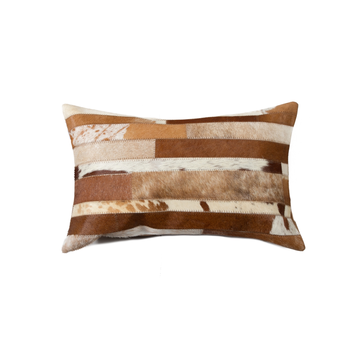 Torino Madrid Pillow - Brown & White - 12 x 20 in. - Luxurious Cowhide