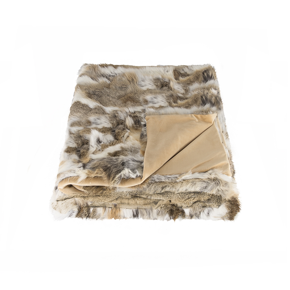 Picture of Natural 676685047014 50 x 60 in. Rabbit Fur Throw Blanket - Tan & White