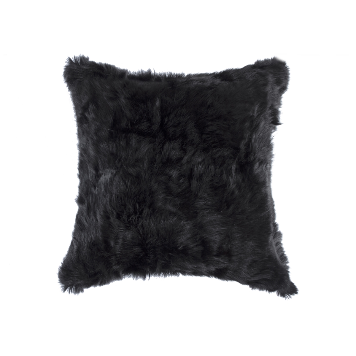 18 x 18 in. Rabbit Fur Pillow - Black