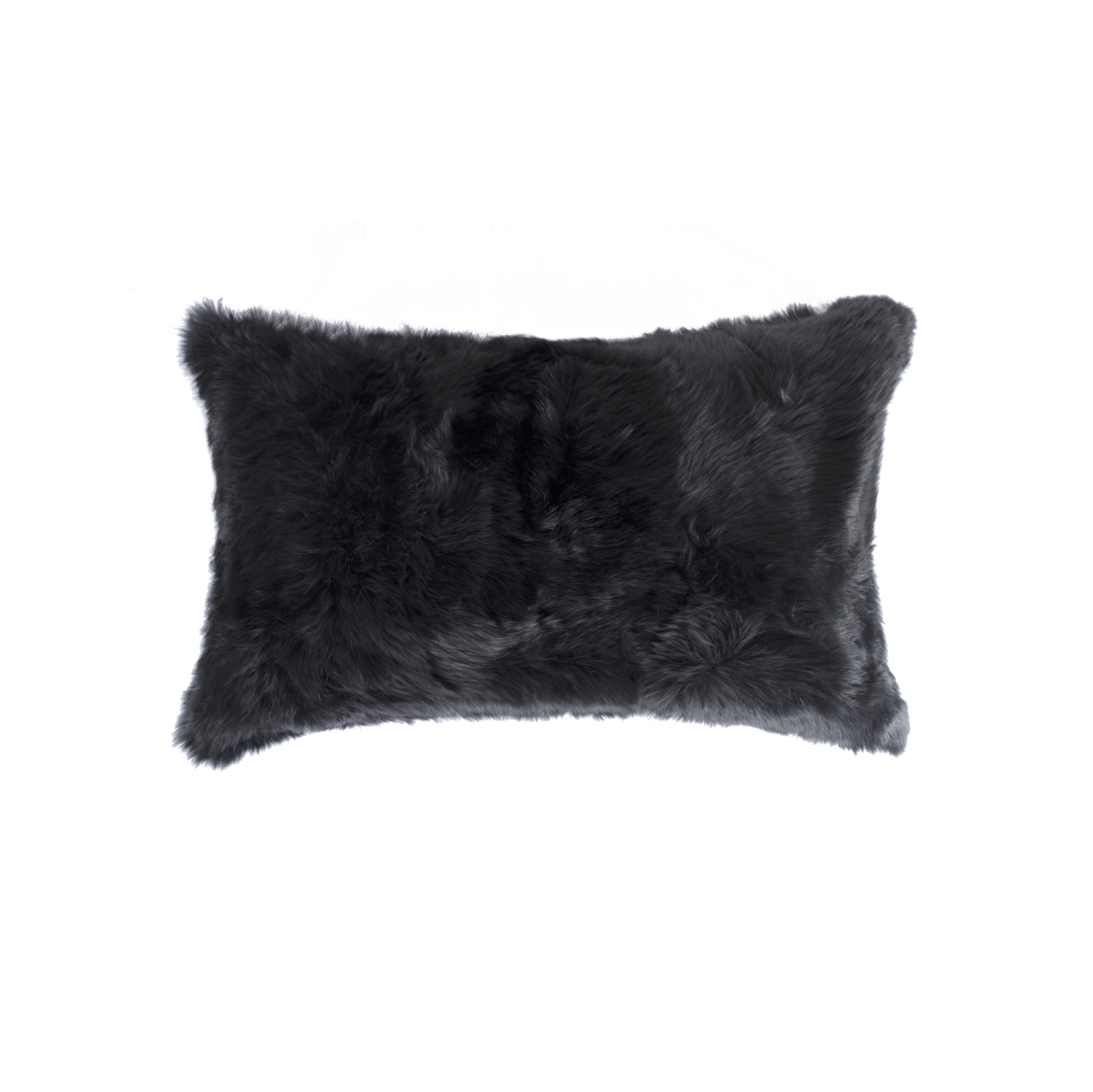 12 x 20 in. Rabbit Fur Pillow - Black