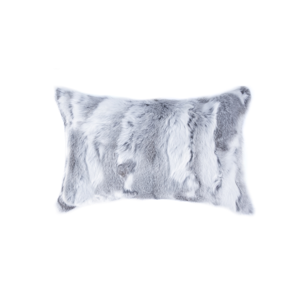 12 x 20 in. Rabbit Fur Pillow - Grey