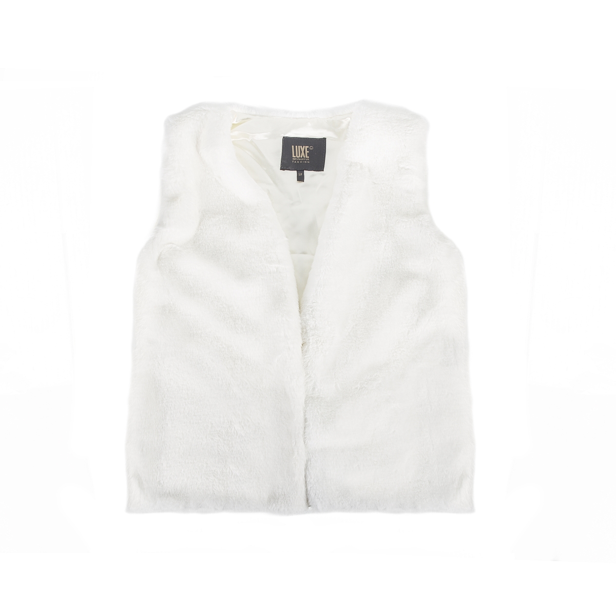 Faux Rabbit Fur Vest - Off White - Small