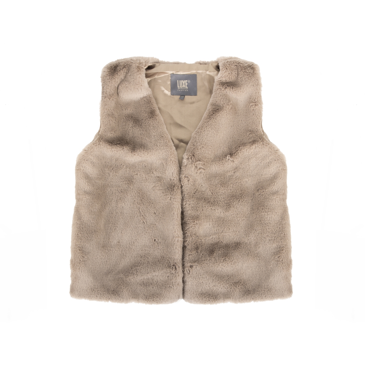 Faux Rabbit Fur Vest - Tan - Medium