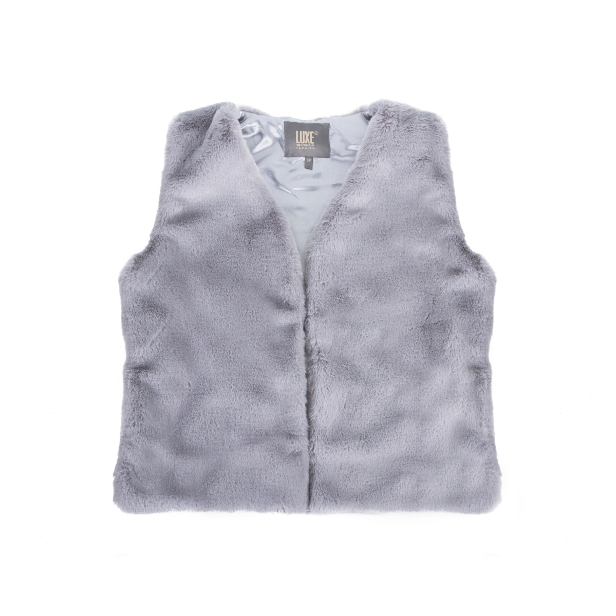 Faux Rabbit Fur Vest - Grey - Medium