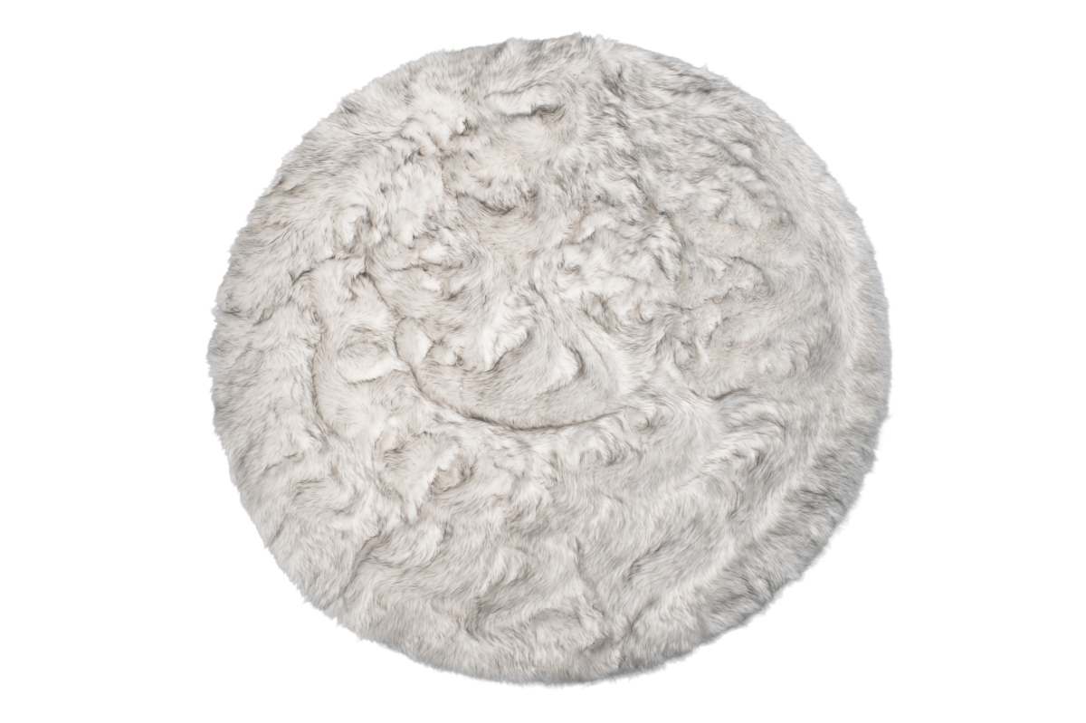 Home Decor Arlington Faux Sheepskin Circular Rug | 1-Piece | Gradient grey | 6'
