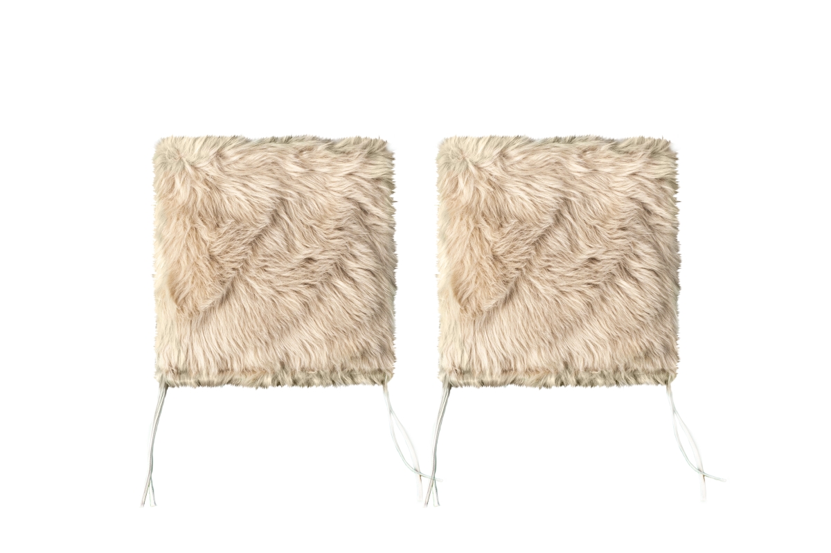 676685053329 Home Decor Laredo Faux Sheepskin Chair Pad | 2-Piece | Taupe | 17'x17'