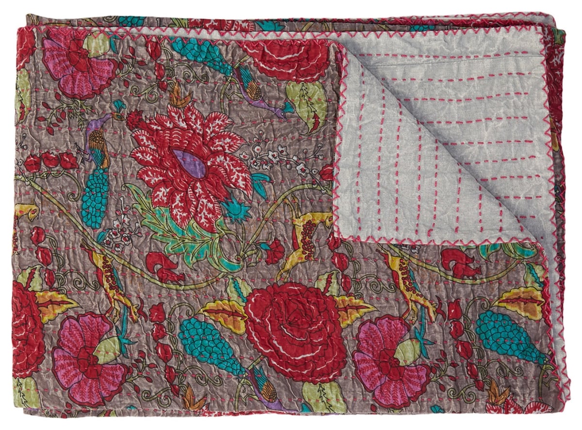676685039781 Home Decor Kantha Cotton Throw | Multicolor | 50'x70'