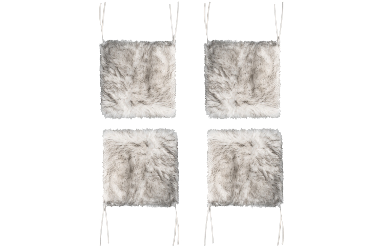 Home Decor Laredo Faux Sheepskin Chair Pad | 4-Piece | Gradient grey | 17'x17'