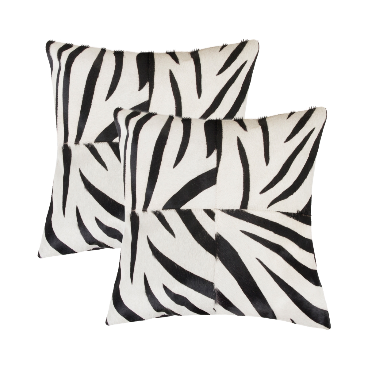 676685049568 Home Decor Torino Togo Cowhide Pillow | 2-Piece | Zebra black on white | 18'x18'