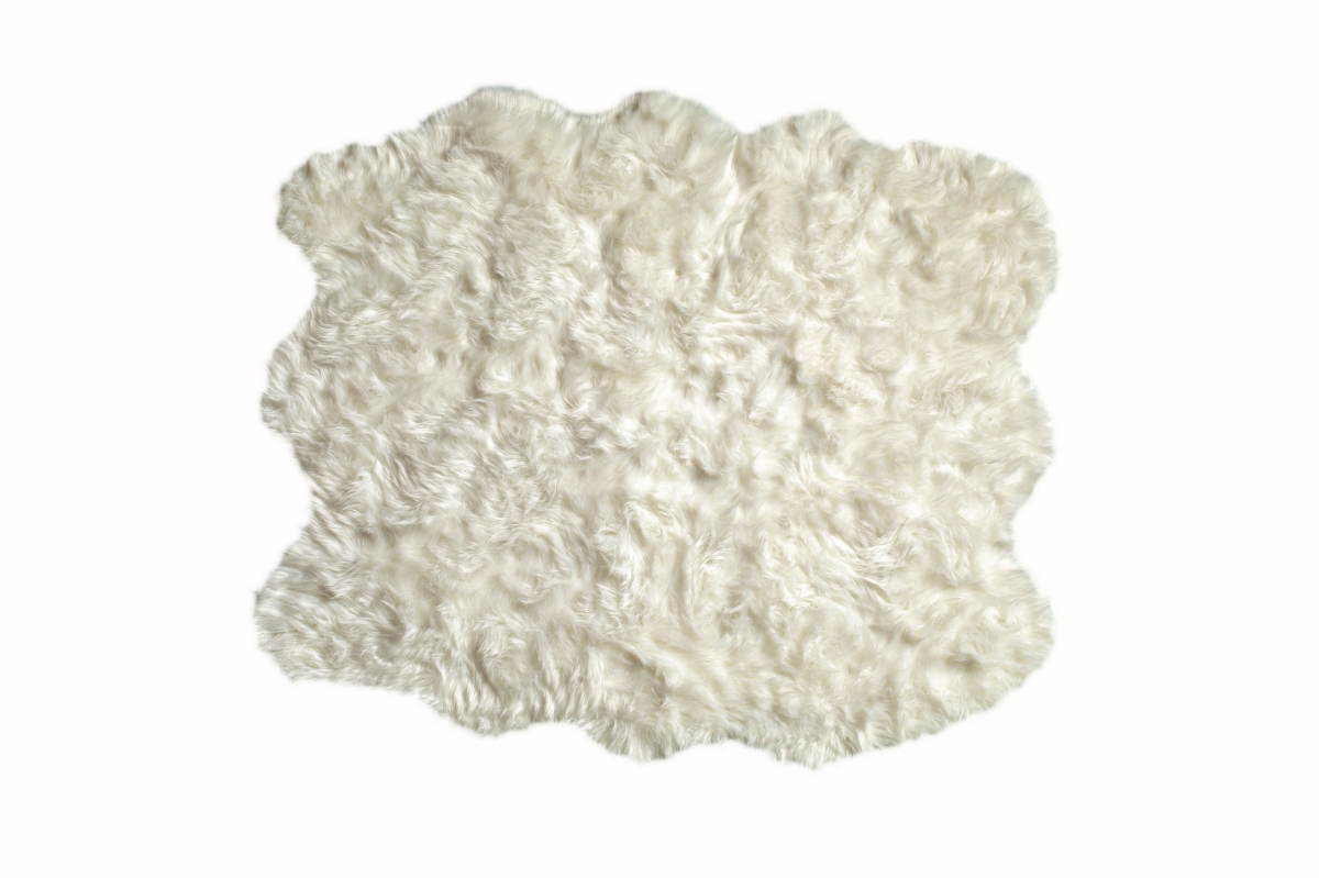 Home Decor Gordon Faux Sheepskin Sexto Rug | 1-Piece | Off-white | 5'x6'