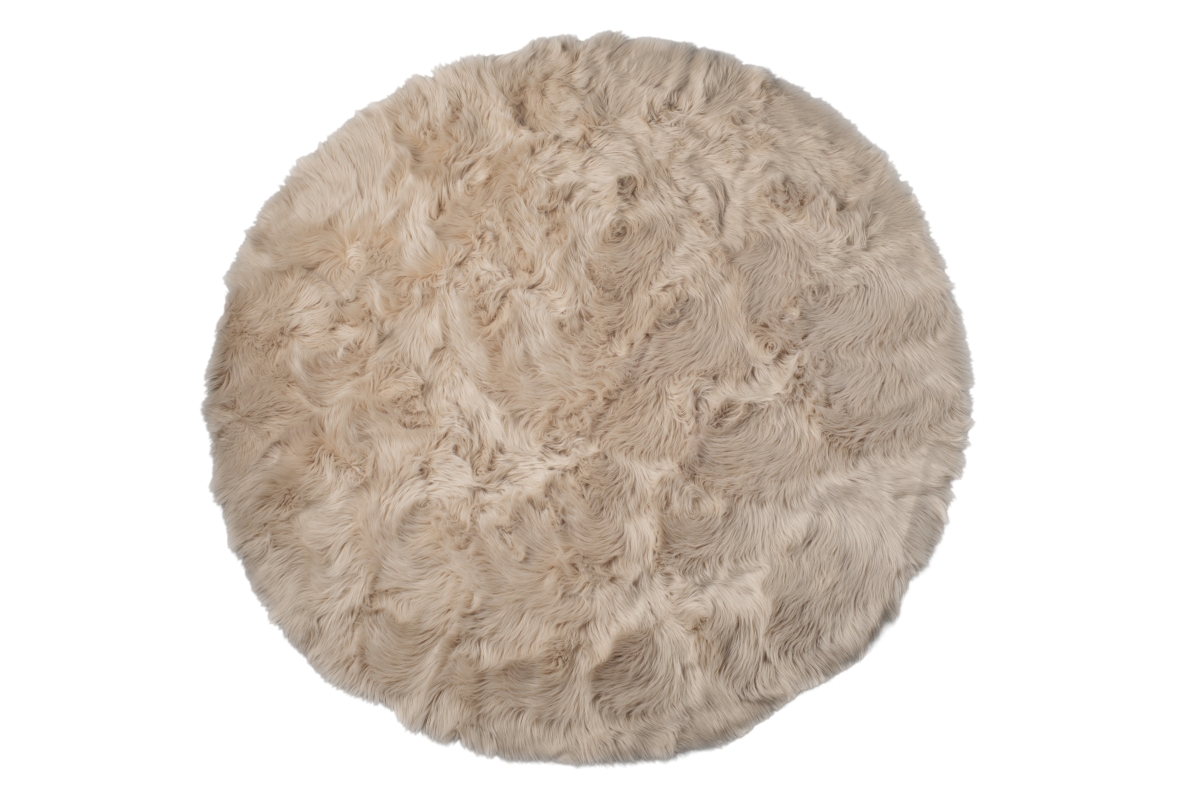Home Decor Arlington Faux Sheepskin Circular Rug | 1-Piece | Taupe | 6'