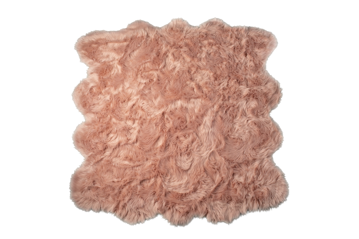 Home Decor Gordon Faux Sheepskin Octo Rug | 1-Piece | Dusty rose | 6'x6'