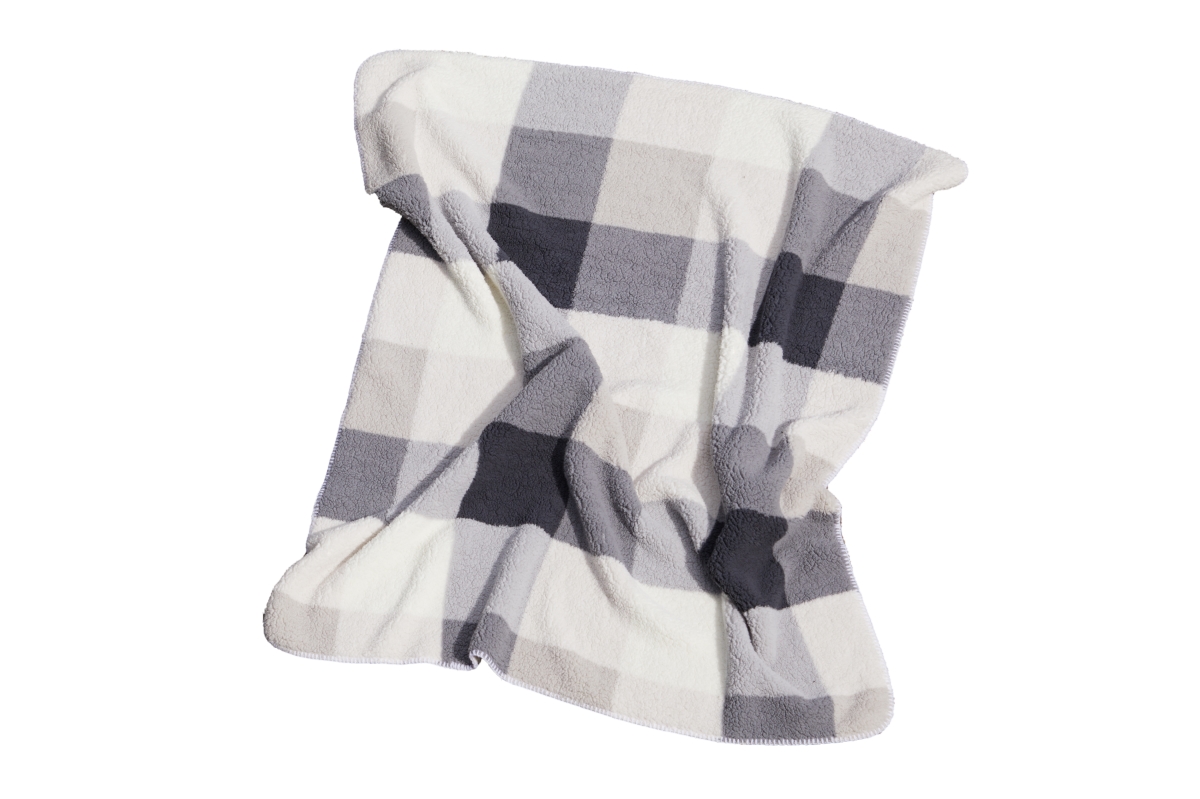 Home Decor Classic Faux Fur Throw | 1-Piece | Grey plaid combo | 50'x60'