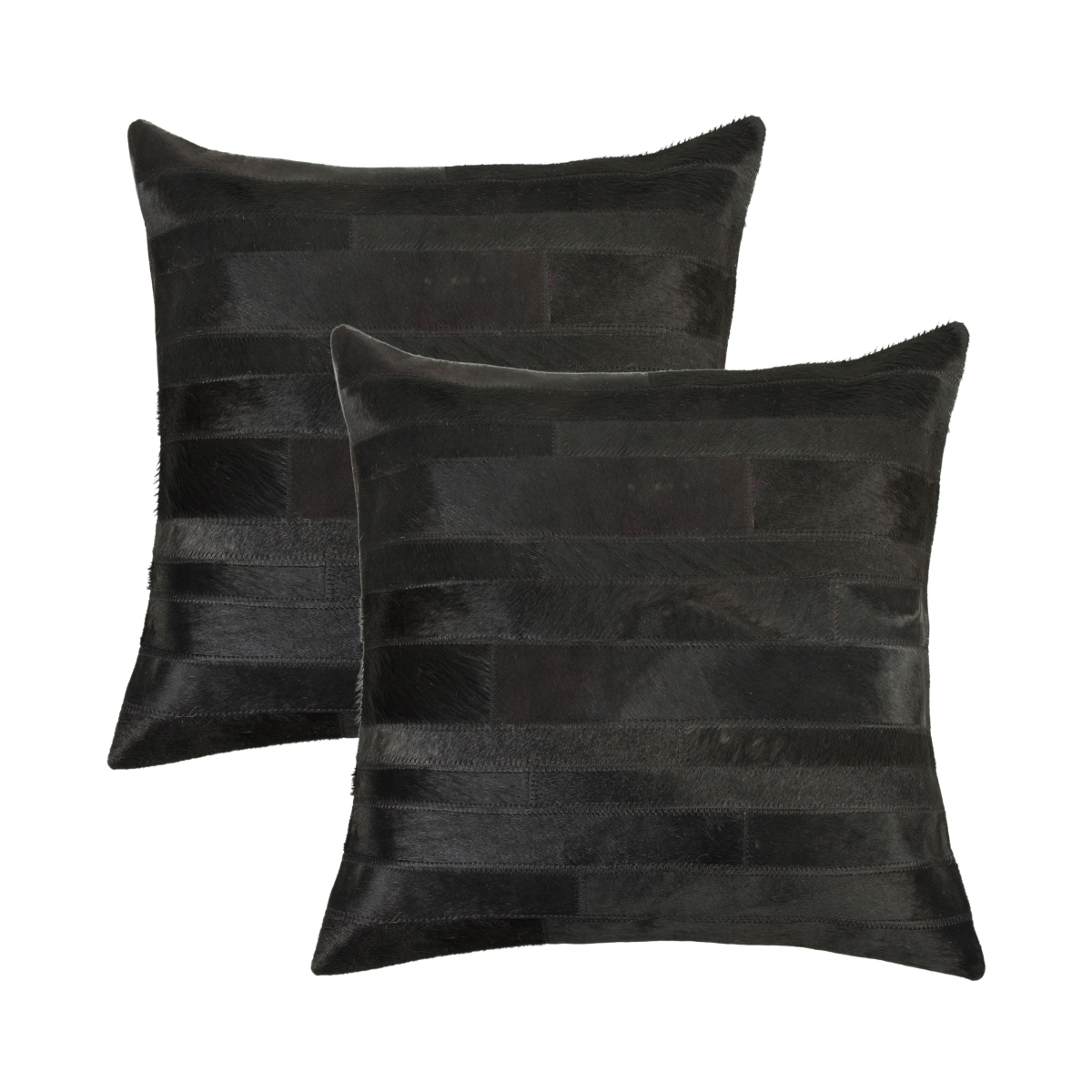 676685049834 Home Decor Torino Madrid Cowhide Pillow | 2-Piece | Black | 18'x18'