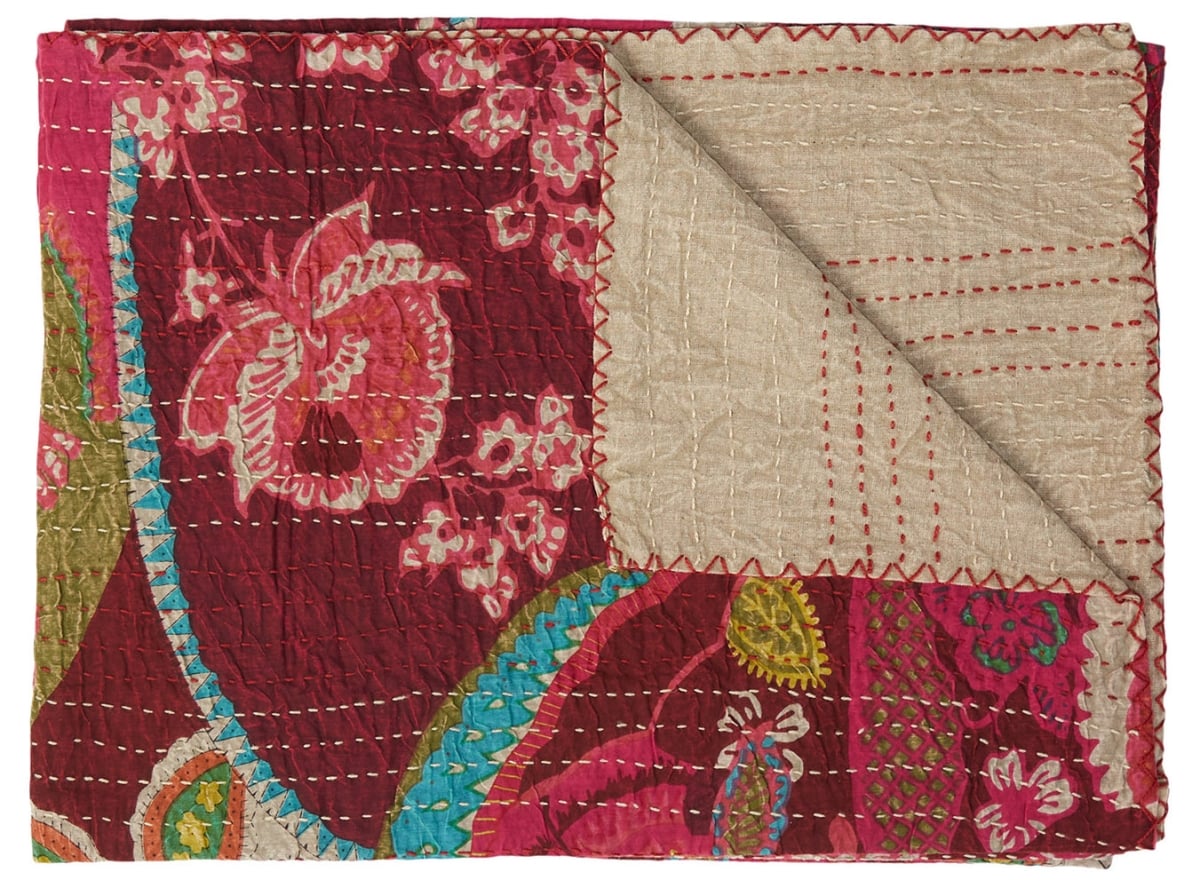 676685039545 Home Decor Kantha Cotton Throw | Multicolor | 50'x70'