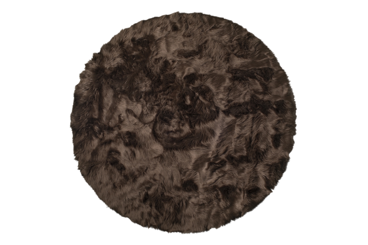 Home Decor Arlington Faux Sheepskin Circular Rug | 1-Piece | Chocolate | 6'