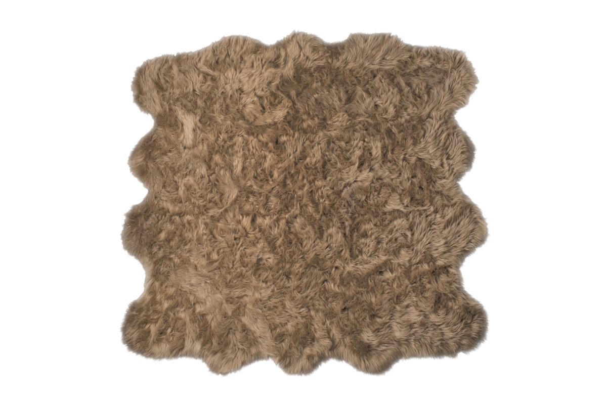 Home Decor Gordon Faux Sheepskin Octo Rug | 1-Piece | Tan | 6'x6'