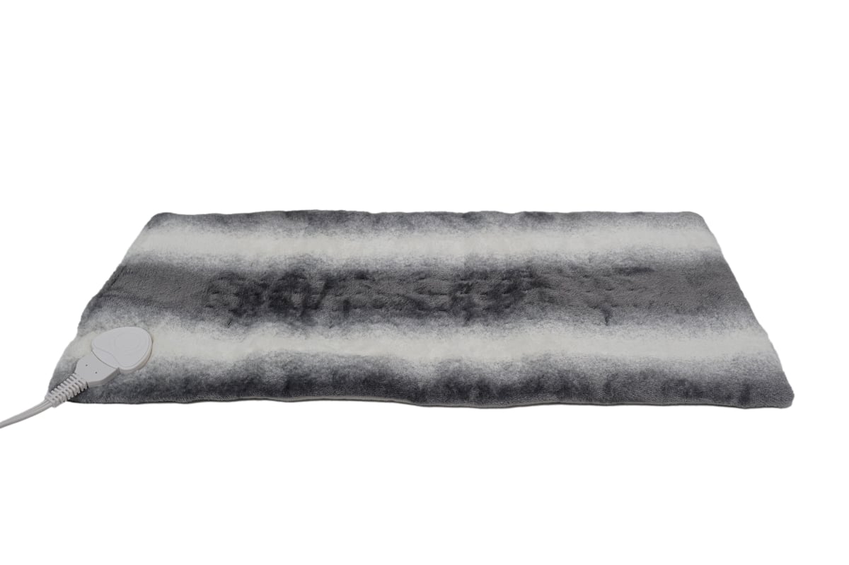 Picture of Luxe 676685054029 Home Decor Classic Heated Faux Fur Pad | 1-Piece | Grey/lt. grey | 24&apos;12&apos;