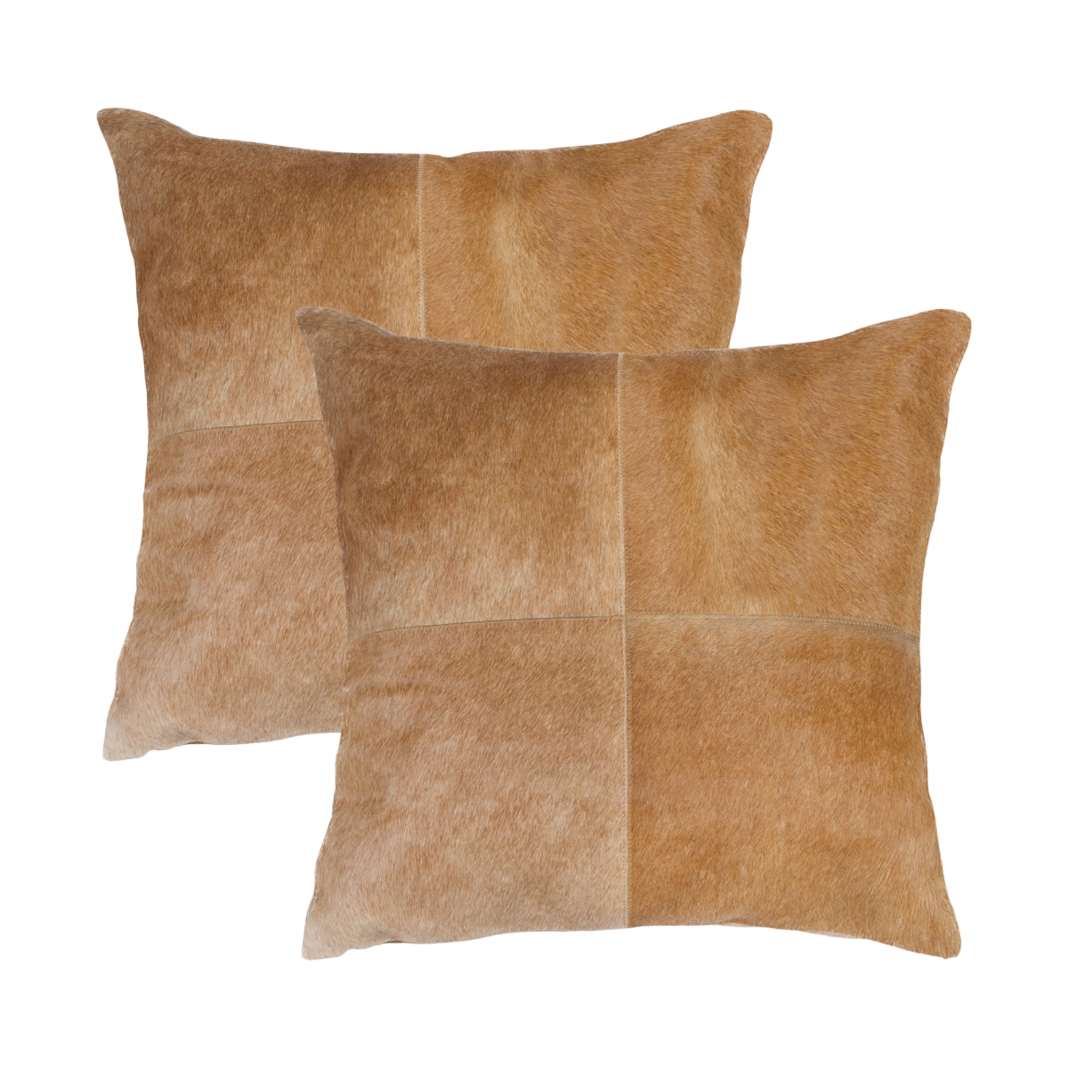 676685049582 Home Decor Torino Cowhide Pillow | 2-Piece | Tan | 18'x18'